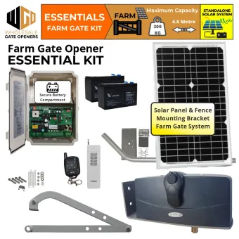 Solar Powered Farm Gate Essentials Kit With APC-790 Forward/Side Mount Extra Heavy Duty Articulated System | Electric Gate Automation System With Adjustable Limit Switches for Single Swing Automatic Driveway Gates