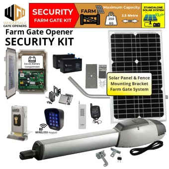 Solar Powered Farm Gate Security Kit With APC-T700TL Extra Heavy Duty Linear Actuator, Electric Gate Lock, Safety Sensors and Wireless Keypad for Entry and Exit | Electric Gate Automation System With Adjustable Top Limits for Single Swing Automatic Driveway Gates