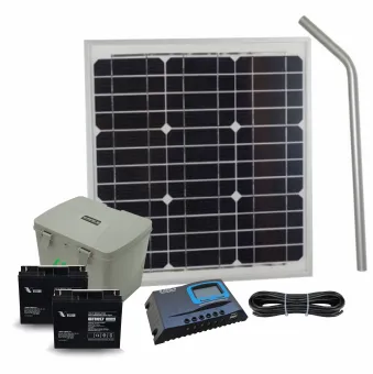 Complete Solar Power Solution for Gate Automation System with 24V 40 Watts Solar Panel with Post and Fixing Brackets, Solar Regulator and 17aH Battery with Battery Box