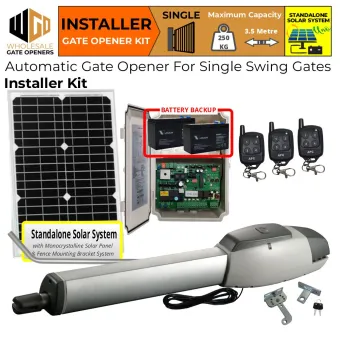 Standalone Solar OFF Grid Single Swing Driveway Gate Opener Kit with APC-T700TL Extra Heavy Duty Linear Actuator | Electric Gate Automation System With Adjustable Top Limits for Single Swing Automatic Driveway Gates