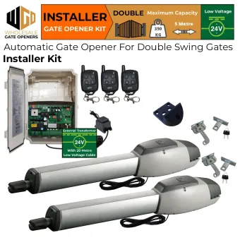 Double Swing Driveway Gate Opener Kit with APC-T800TL Extra Heavy Duty Linear Actuator and 24V External Transformer and 20m Low Voltage Cable | Electric Gate Automation System With Adjustable Top Limits for Double Swing Automatic Driveway Gates