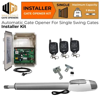 Single Swing Driveway Gate Opener Kit with APC-T750TL Extra Heavy Duty Long Stroke Linear Actuator | Electric Gate Automation System With Adjustable Top Limits for Single Swing Automatic Driveway Gates