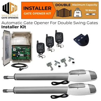 Double Swing Driveway Gate Opener Kit with APC-T850TL Extra Heavy Duty Long Stroke Linear Actuator | Electric Gate Automation System With Adjustable Top Limits for Double Swing Automatic Driveway Gates