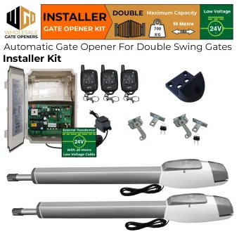 Double Swing Driveway Gate Opener Kit with APC-T850TL Extra Heavy Duty Long Stroke Linear Actuator, 24V External Transformer and 20m Low Voltage Cable | Electric Gate Automation System With Adjustable Top Limits for Double Swing Automatic Driveway Gates