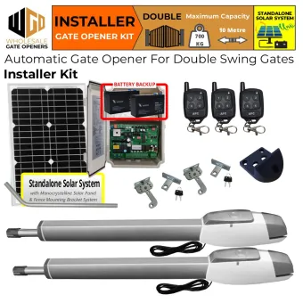 Solar powered Double Swing Driveway Gate Opener Kit with APC-T850TL Extra Heavy Duty Long Stroke Linear Actuator | Electric Gate Automation System With Adjustable Top Limits for Single Swing Automatic Driveway Gates