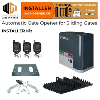 Commercial Grade Gate Automation FORTECO 2200 AC Sliding Driveway Gate Opener Installer Kit | Italian-Made Strong Sliding Gate Motor. 2200KG Capacity AC Powered Remote Control Sliding Gate Opener