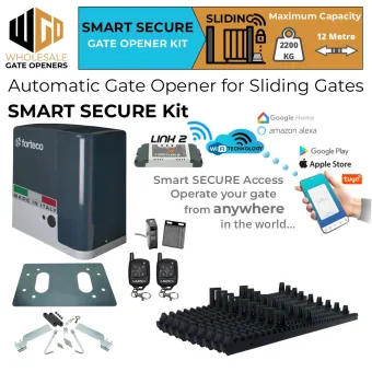 Commercial Grade Gate Automation FORTECO 2200 AC Sliding Driveway Gate Opener Smart Secure Kit| Safety Sensor, Wi-Fi Connection Smart APP Control System, Italian-Made Strong 2200KG Capacity AC Powered Sliding Gate Motor and Remote Controls.