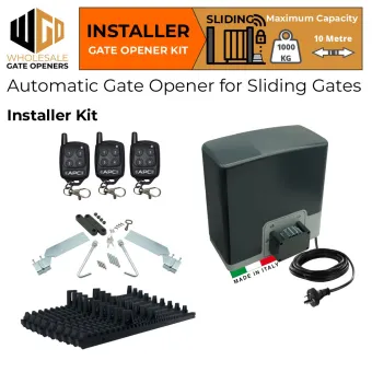 Automatic Electric Sliding Gate Automation DIY Kit with Italian Made Sliding Gate Opener AC to 24V DC Super Duty 1000kg and 10m Capacity.