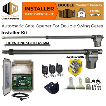 Automatic Double Swing Gate DIY Kit with Extra Long Stroke Length Linear Actuator, All Metal Gear Heavy Duty Gate Opener Motor, Remote Controls for 24V Electric Swing Gate Automation